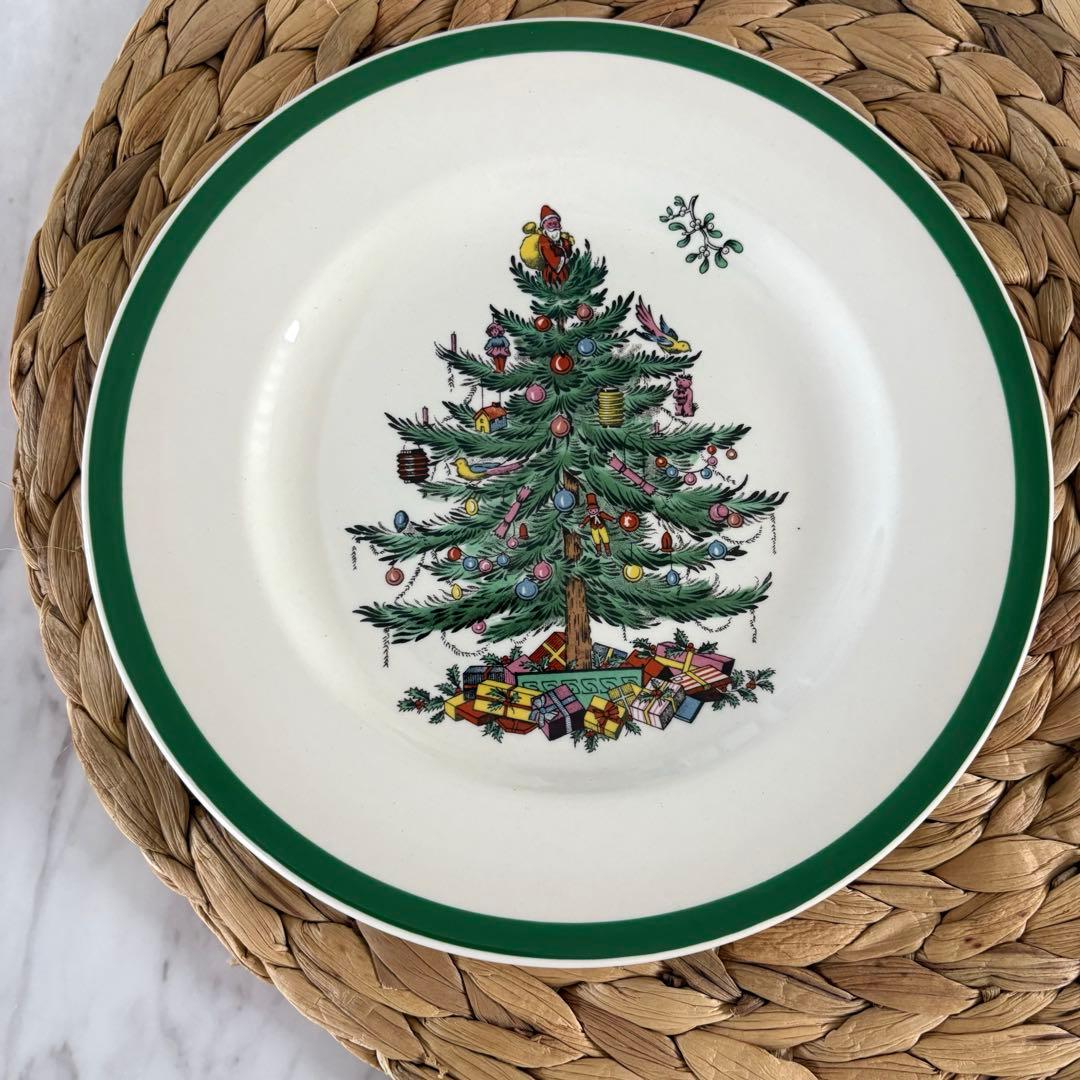 【箱付き・英国製】スポード　クリスマスツリー　サラダプレート　４点セット
