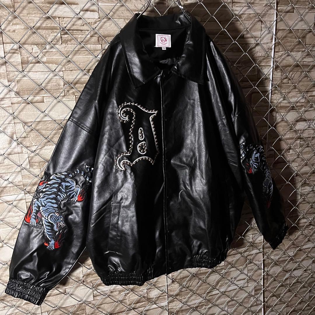 【値下交渉歓迎】チュウカタベタイ　タイガー　レザージャケット　Lサイズ　美品