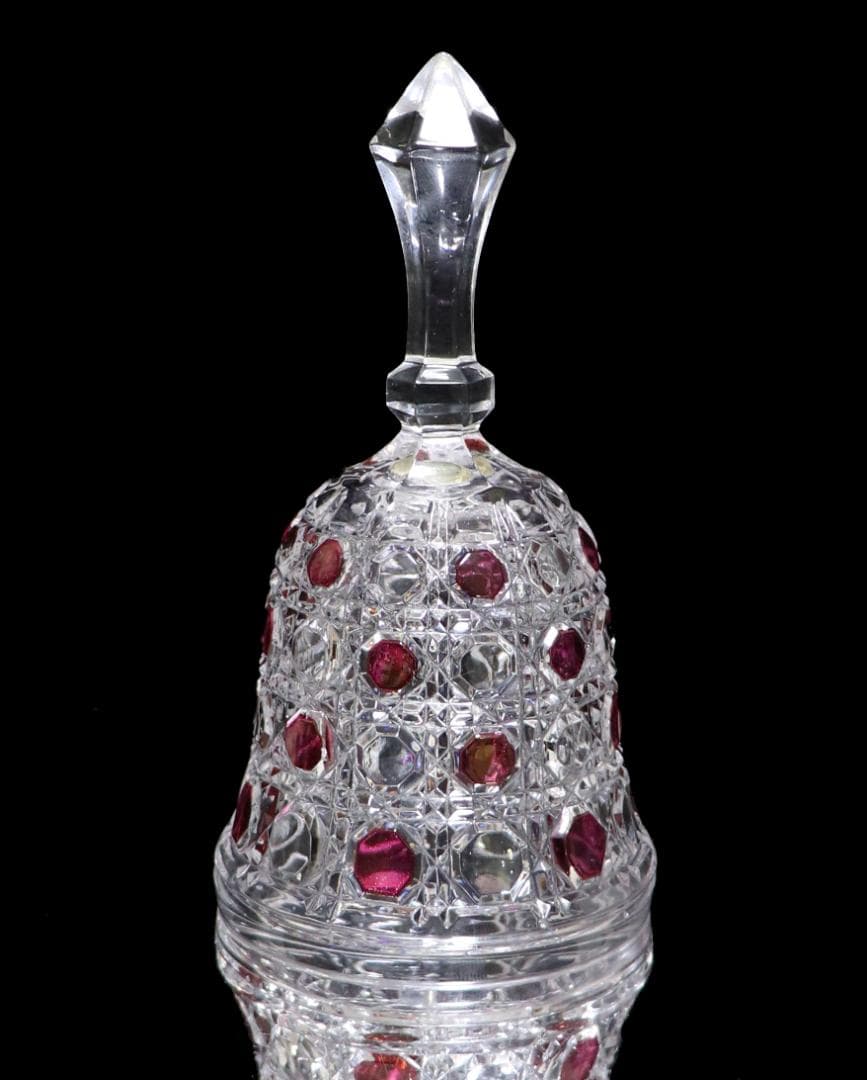 オールド・バカラ上級作品 ワインレッド色被せ装飾 ディアマン・ピエーリー 呼び鈴