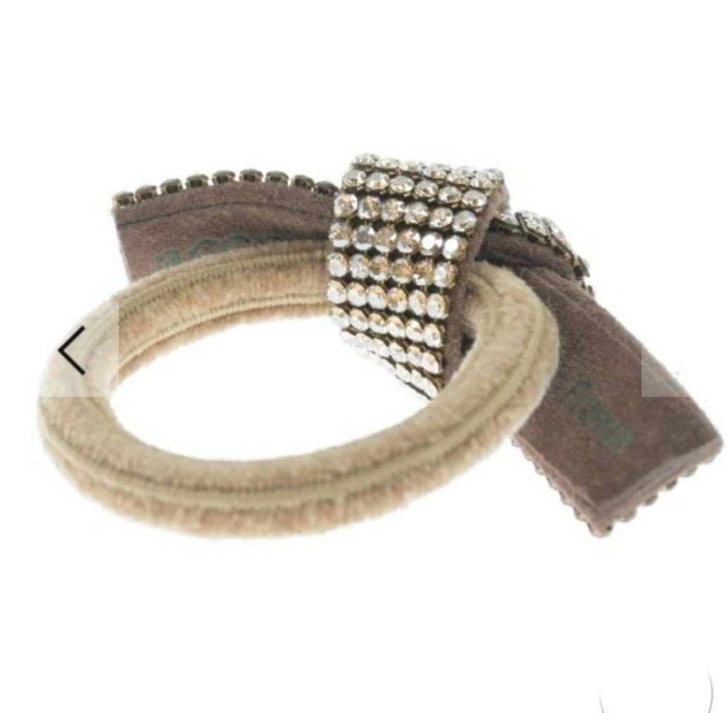 美品★ アッカacca ドレスポニー　リボンヘアゴム ベージュ