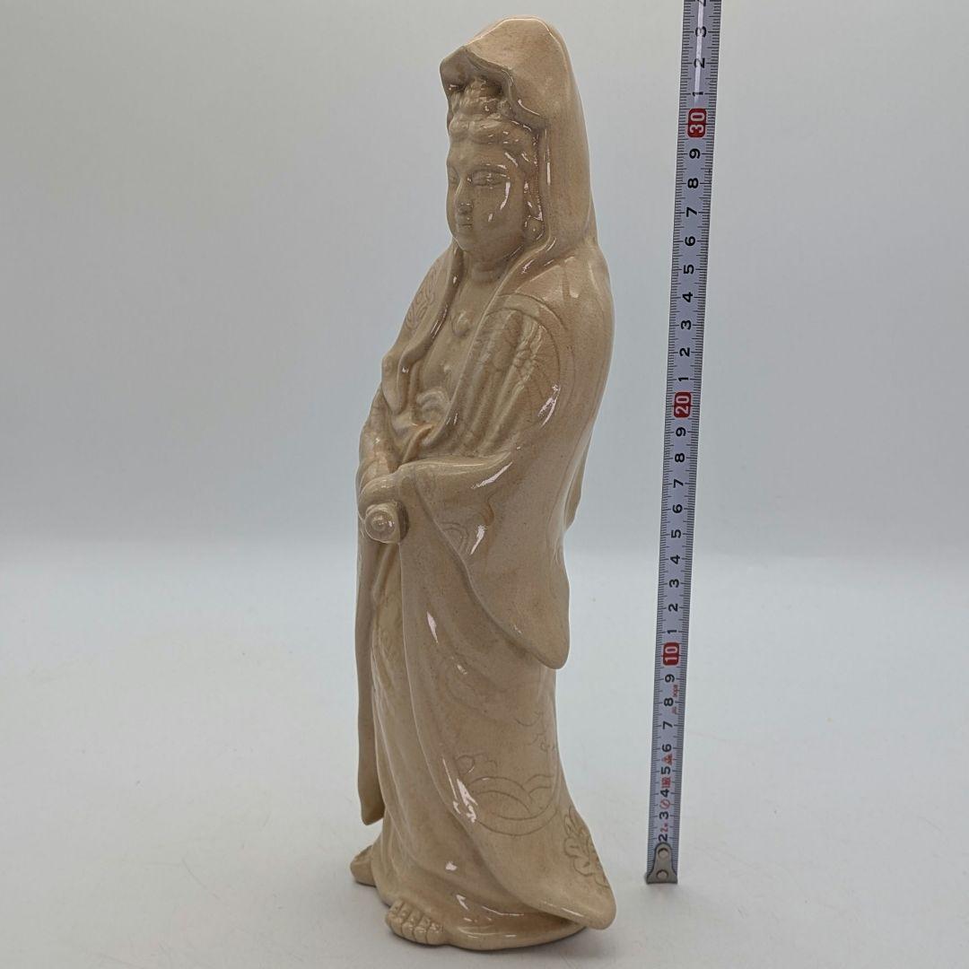 陶華山窯 松尾藻風 萩焼 観音菩薩立像 陶像 陶器人形 仏像 観世音菩薩 置物