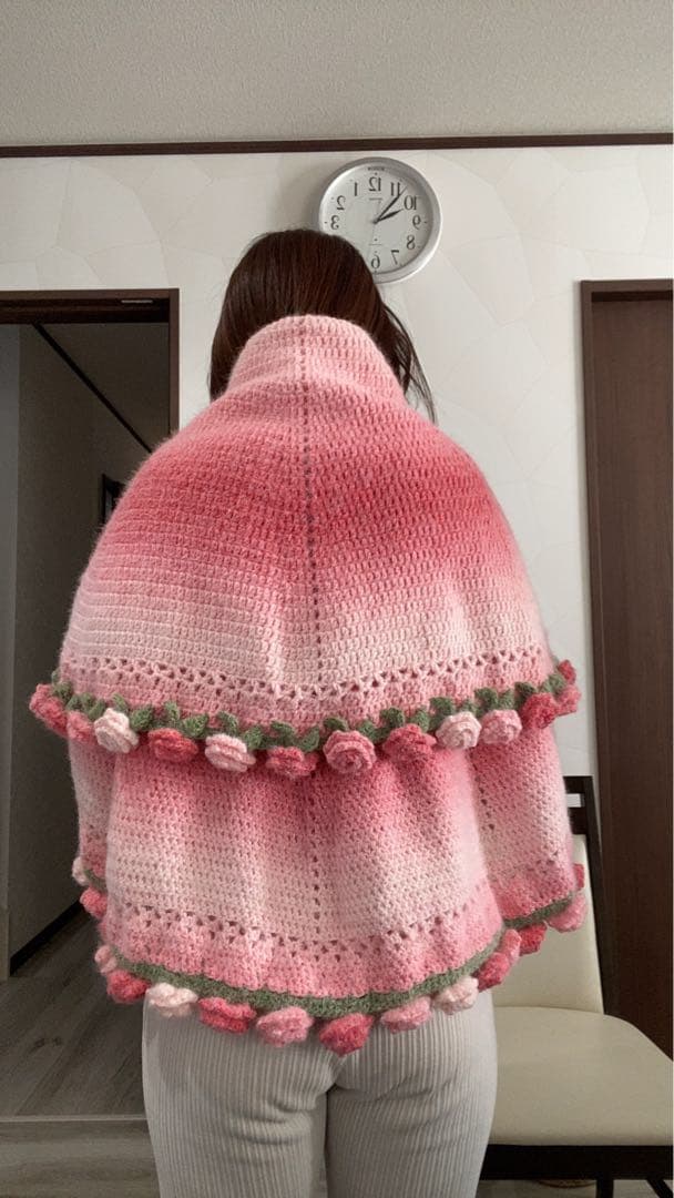 バラの花束ブランケット直径110cm，66本の大きな花ストール