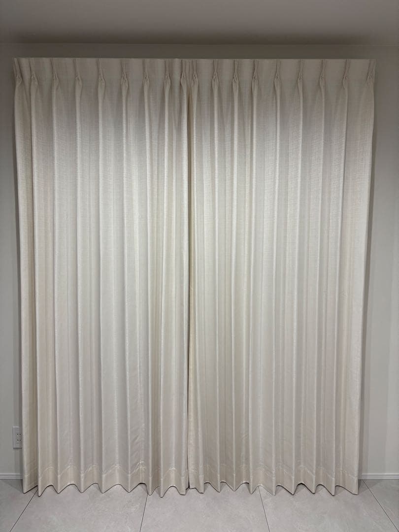 【美品】ニトリ　オーダーカーテン OD006 アイボリー 2倍ヒダ　遮光裏地なし