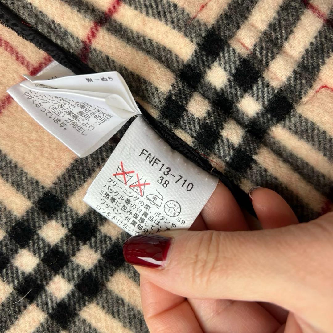 バーバリーブルーレーベル　ロングダッフルコート　ノバチェック　ダブルフェイス