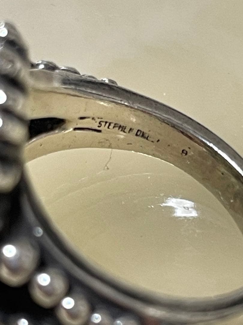 Stephen Dweck 彫りマザーオブパール 遊色が美しい存在感リング11号