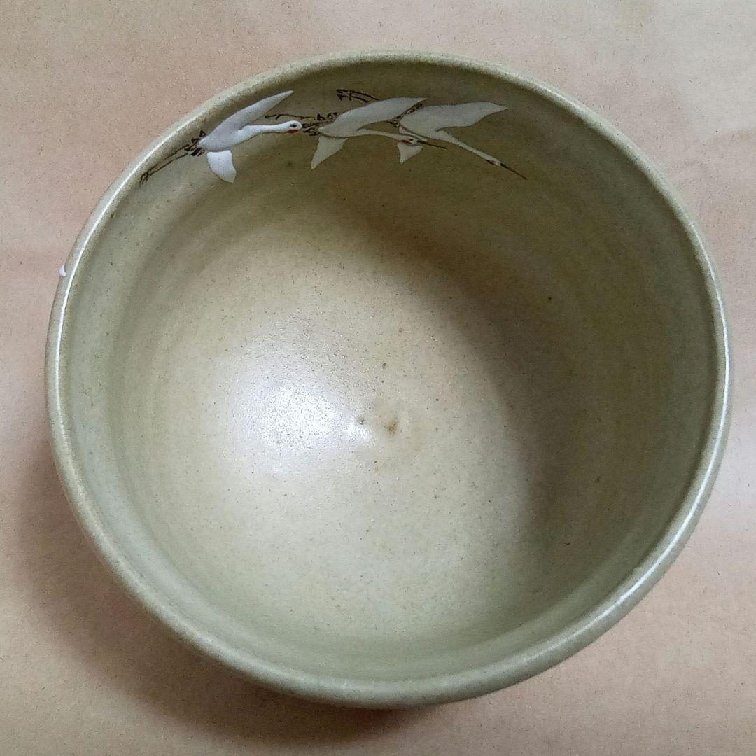 抹茶茶碗　光琳水　群鶴絵