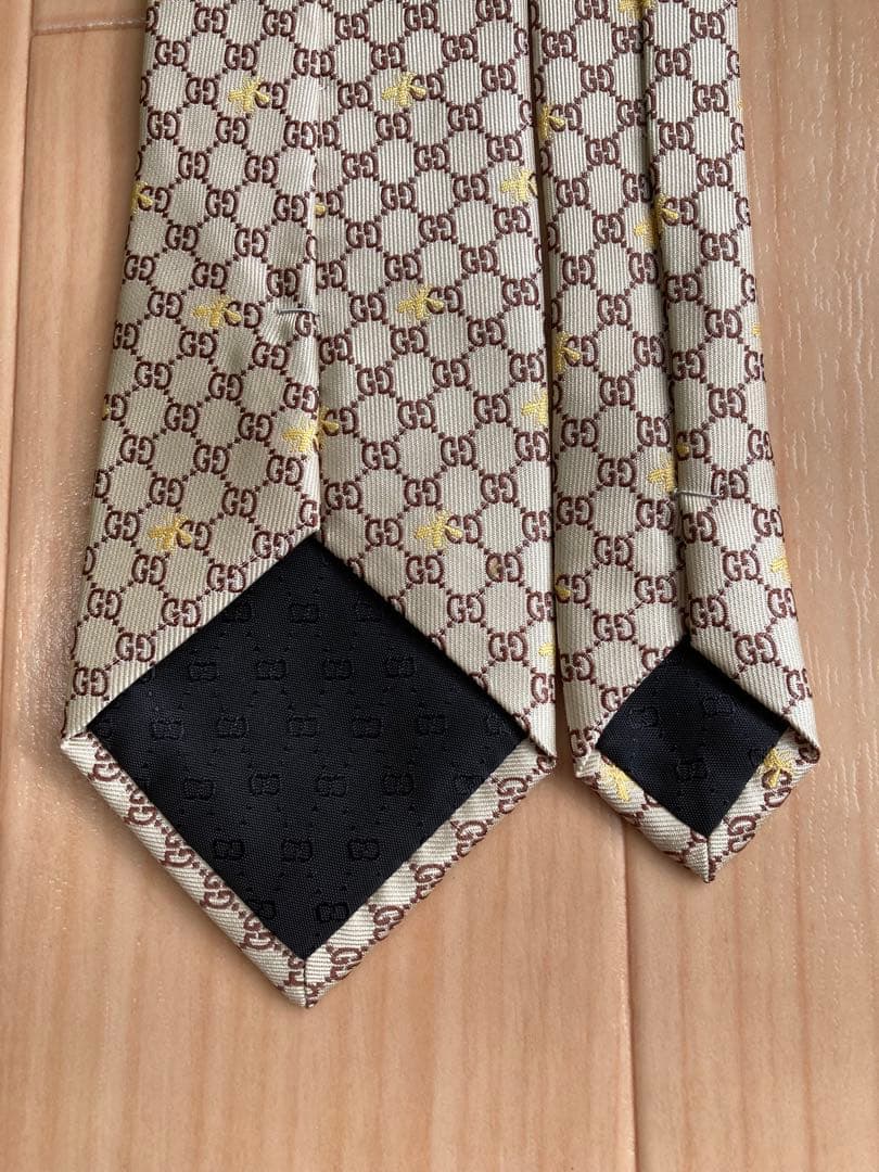 《中古》グッチ GUCCI 蜂 bee ネクタイ GG ゴールド