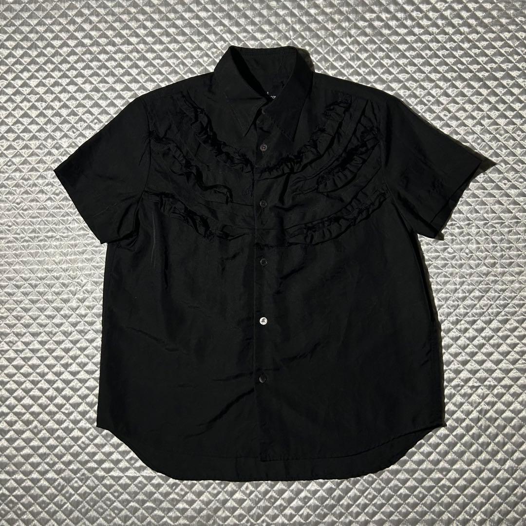 AD2006 archive ナイロンフリル半袖シャツ 黒