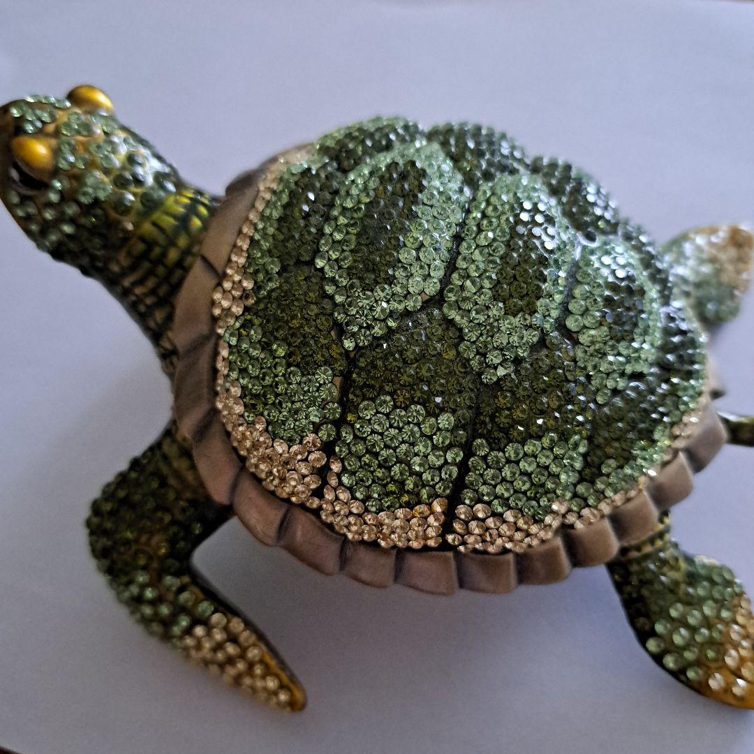 亀　小物入れ　置物　ラインストーン