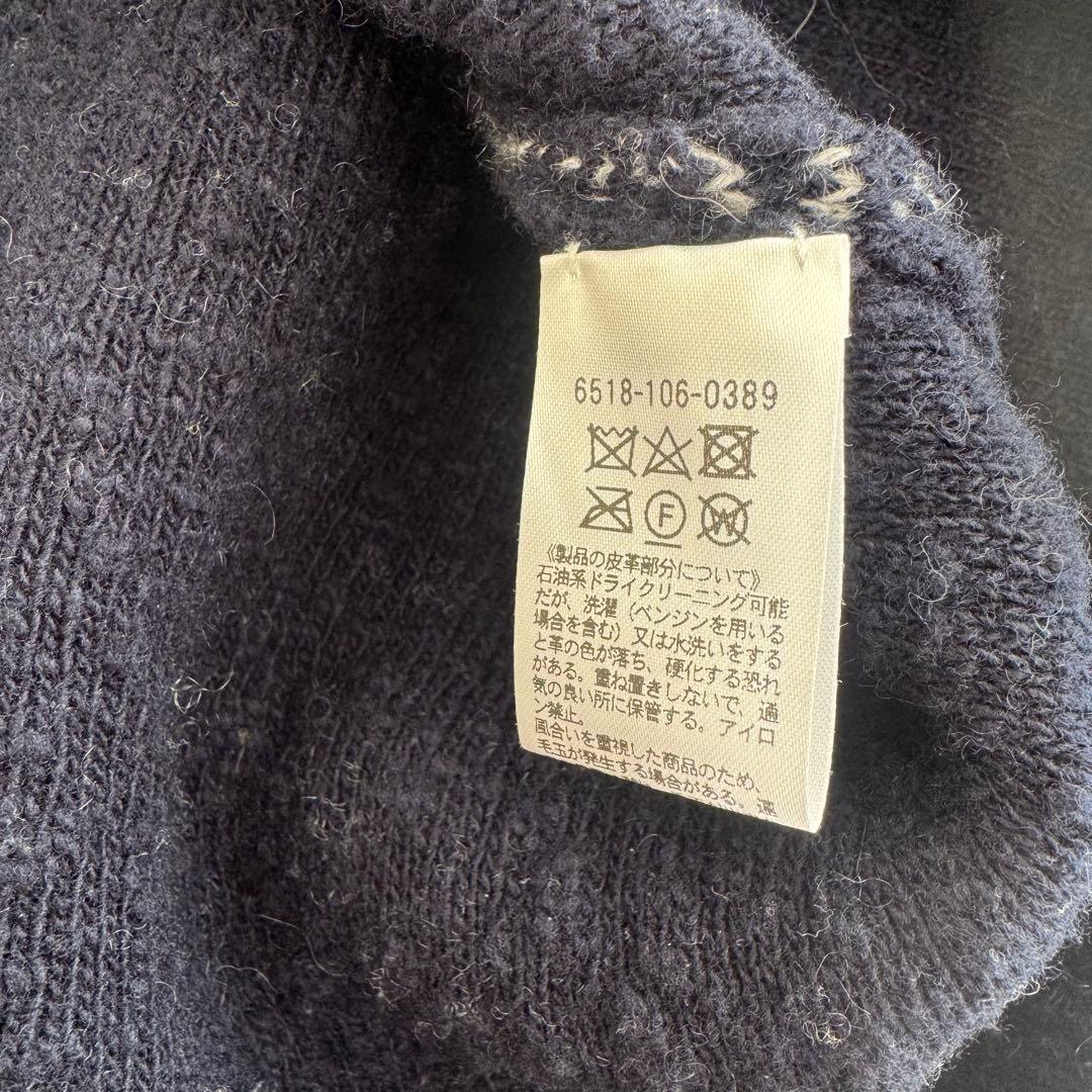 drawer 12G グレンチェック ニット レザートリム チェック ネイビー