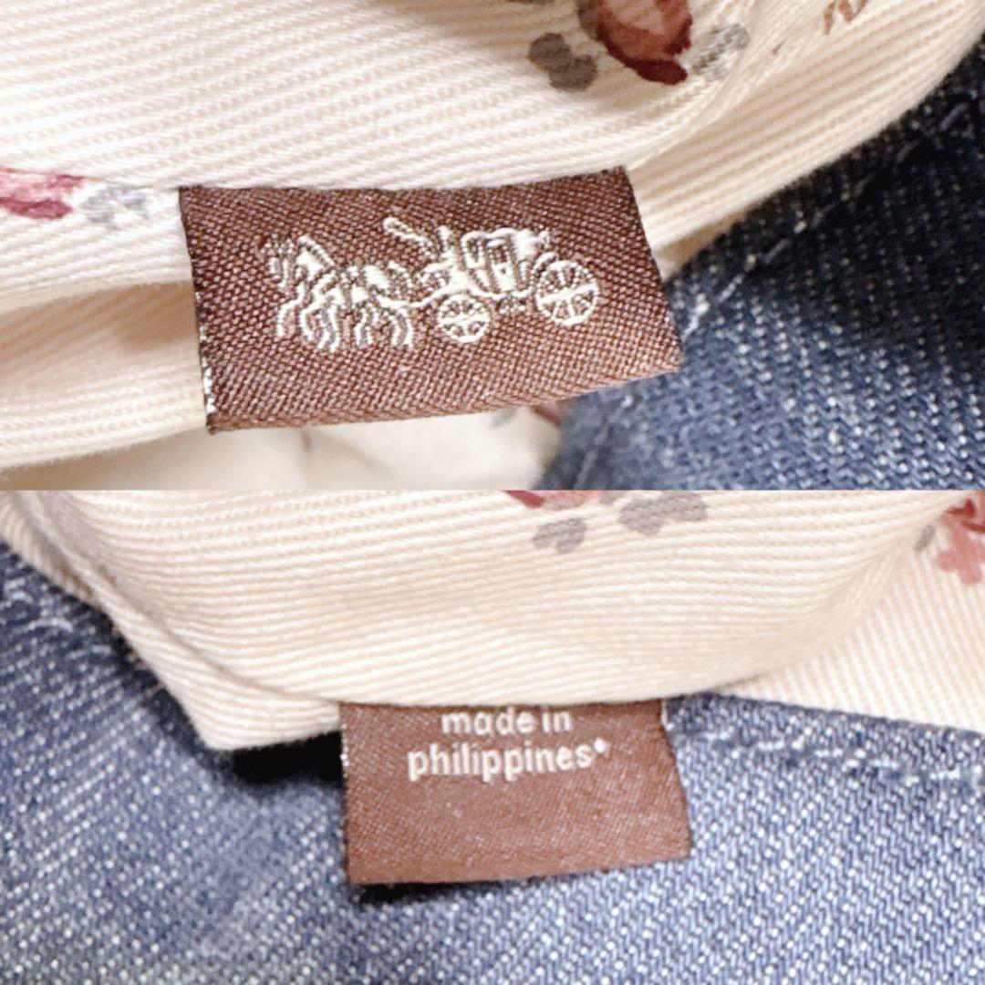 【美品】コーチ キャンバス デニムトートバッグ デニム 馬車ロゴ A4収納