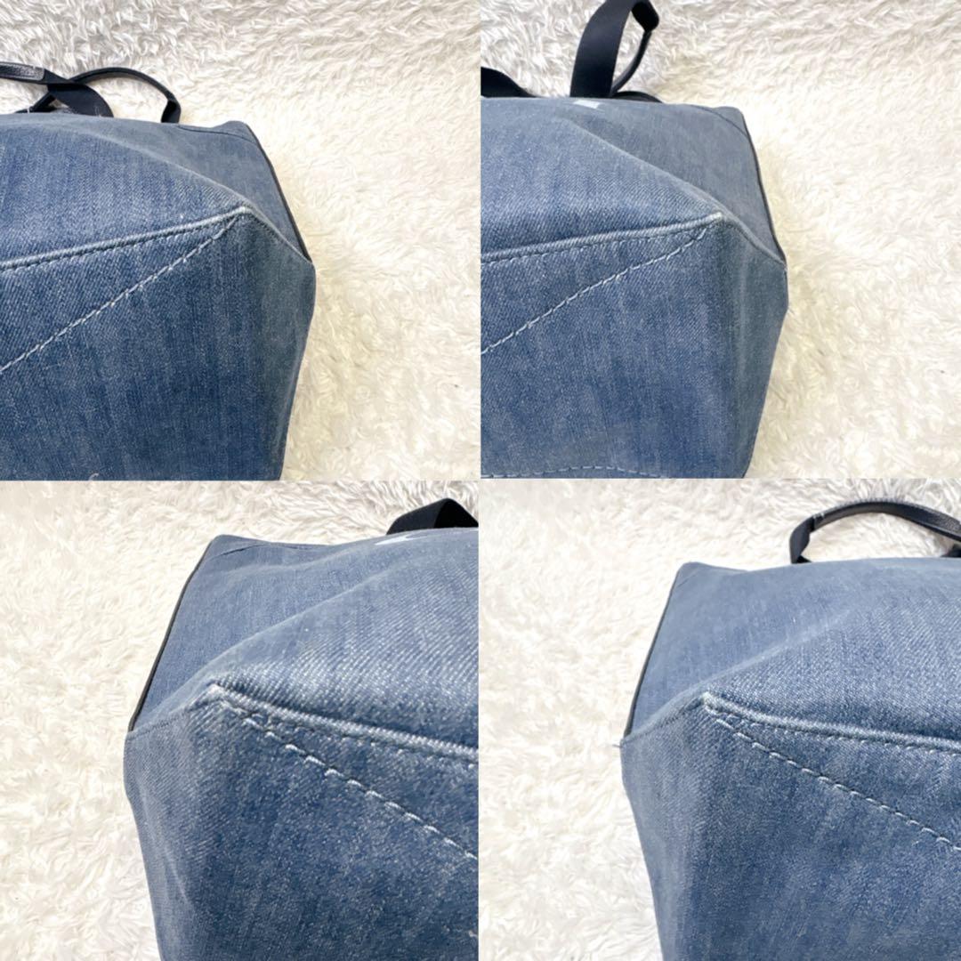 【美品】コーチ キャンバス デニムトートバッグ デニム 馬車ロゴ A4収納