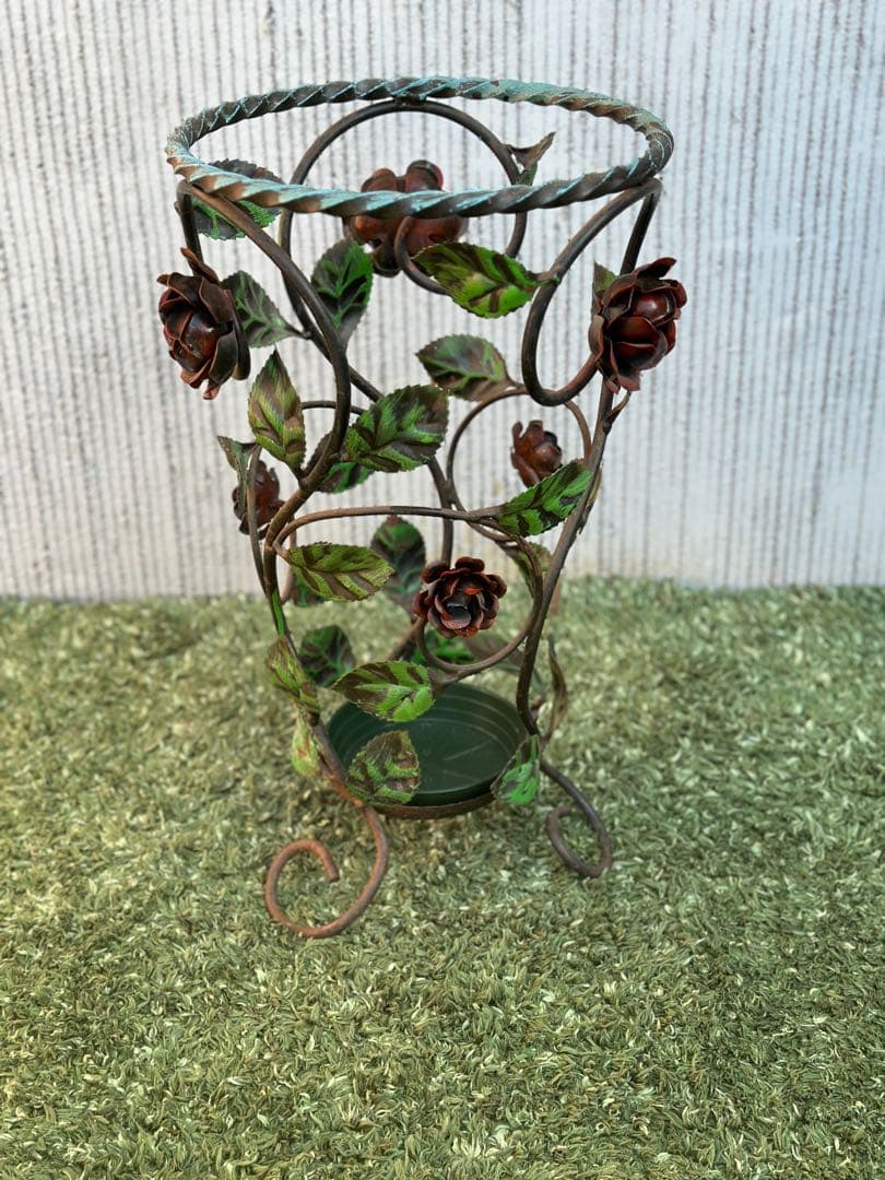 【アイアン傘立て】イタリア製　アンブレラスタンド　薔薇造形　ヨーロピアン