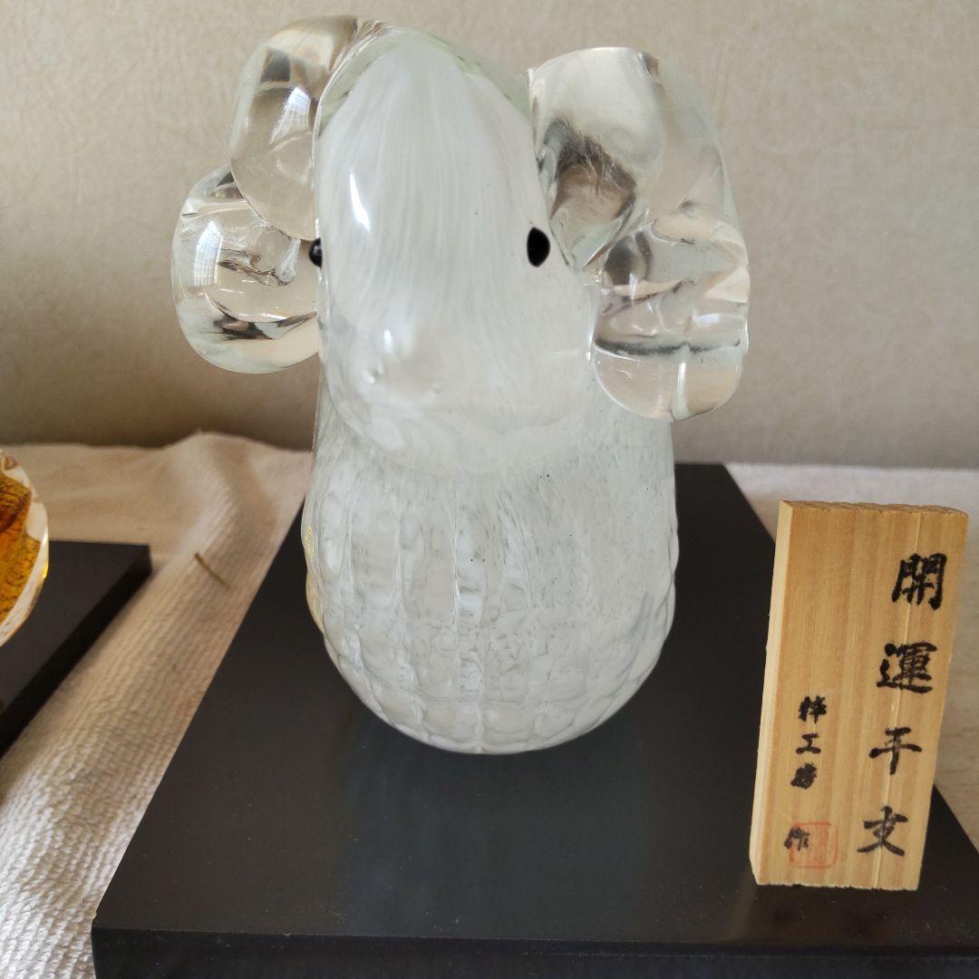 博多びーどろ　ふくろう　ひつじ　＋おまけ　ガラスの置物3点セット