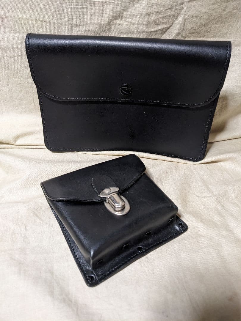 専用　昭和　白バイ　警官　交通機動隊 切符　書類　小物入 ベルト用バッグ　2点