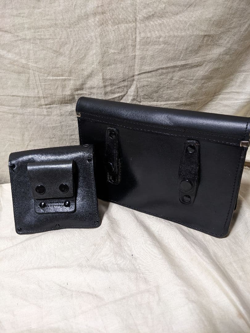 専用　昭和　白バイ　警官　交通機動隊 切符　書類　小物入 ベルト用バッグ　2点