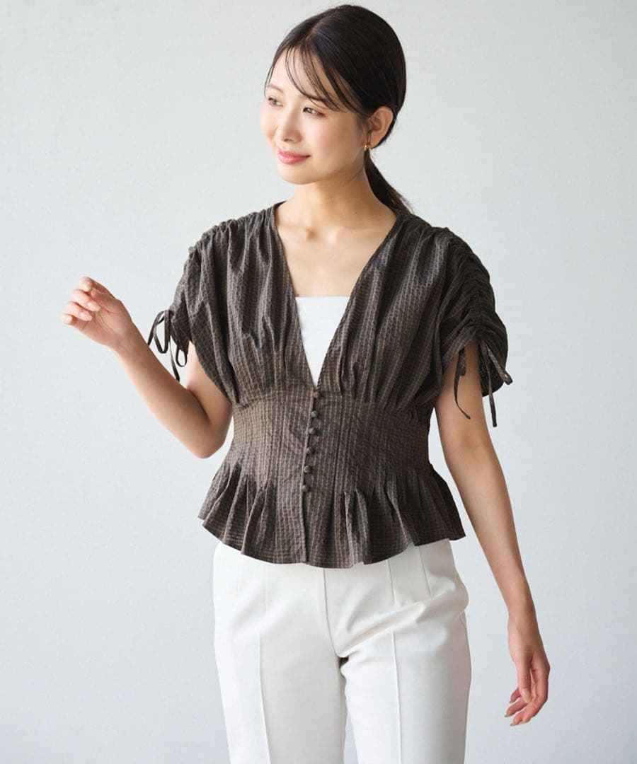 Aimeine エメイン　ウエストタックブラウス