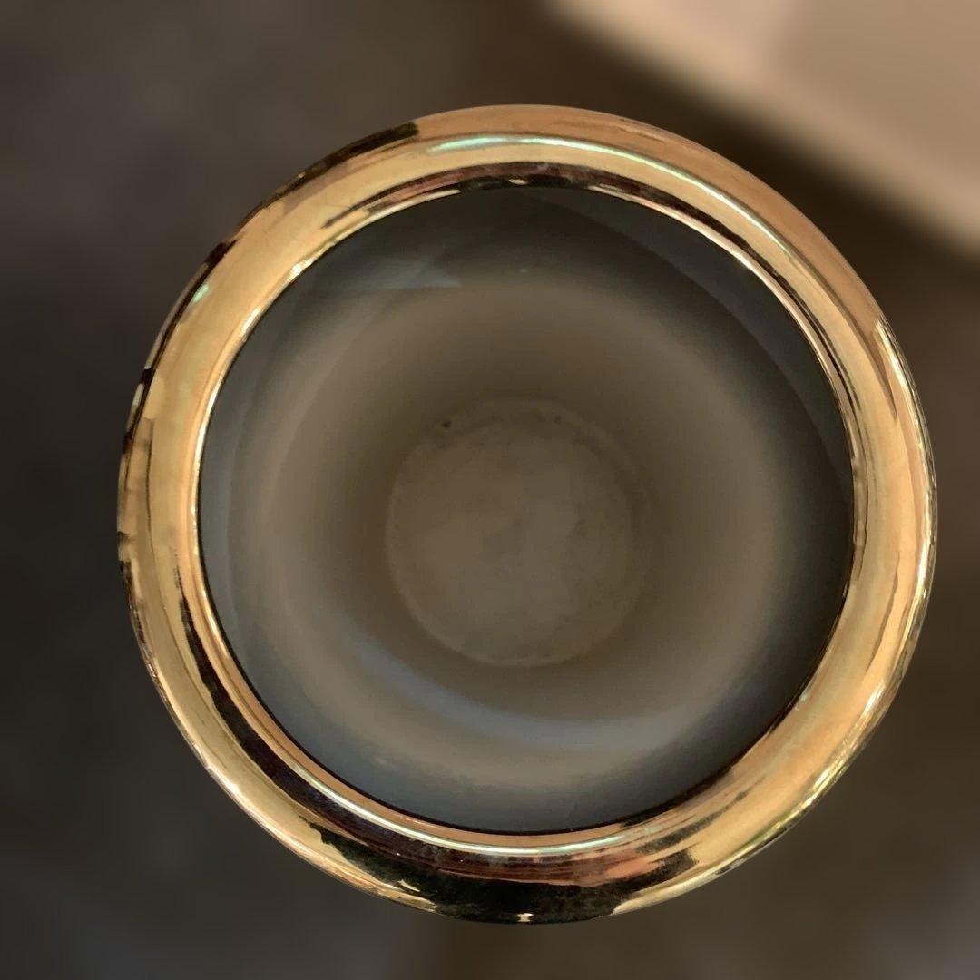 幾何学模様 ゴールド ホワイト 陶器製傘立て ID-375