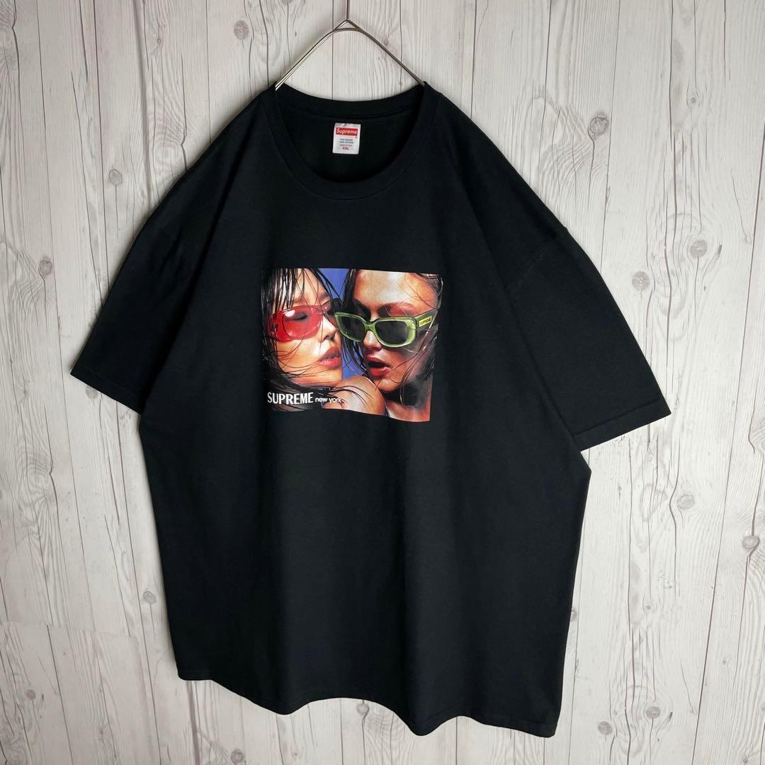 シュプリーム☆プリントロゴ tシャツ ブラック 2XL