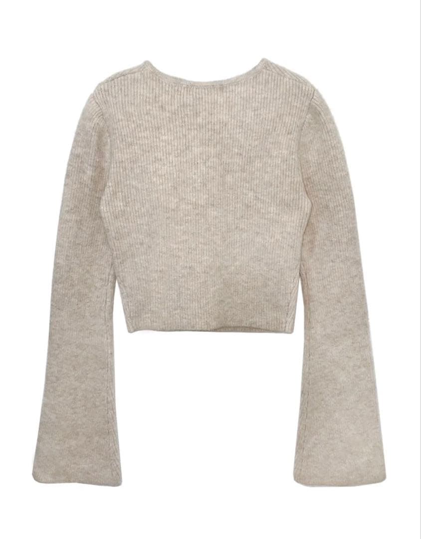 トップス andmary Anita ribbon knit tops beige
