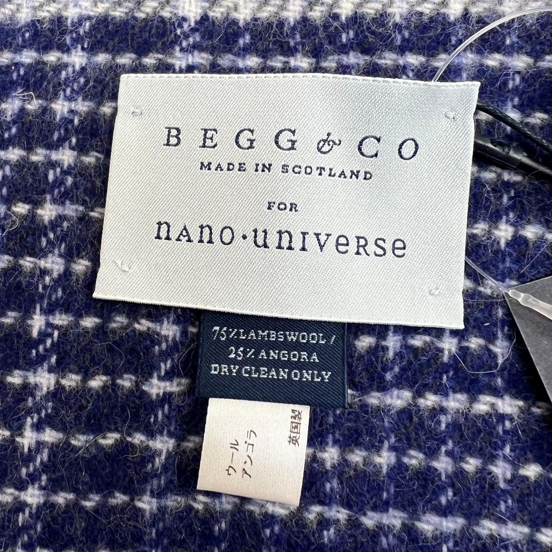BEGG&COウールアンゴラ　チェックマフラー　リバーシブル　ナノユニバース別注