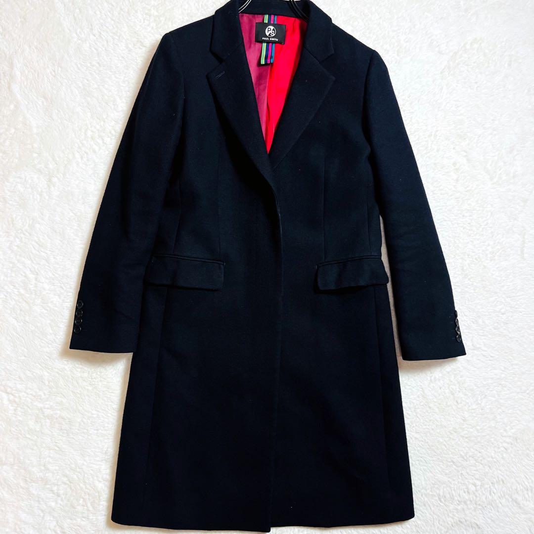 極美品 ポールスミス チェスターコート ブラック ウール 比翼仕立て Lサイズ