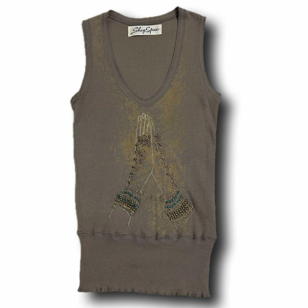 トップス 00s Share Spilit Hand Embroidery Top