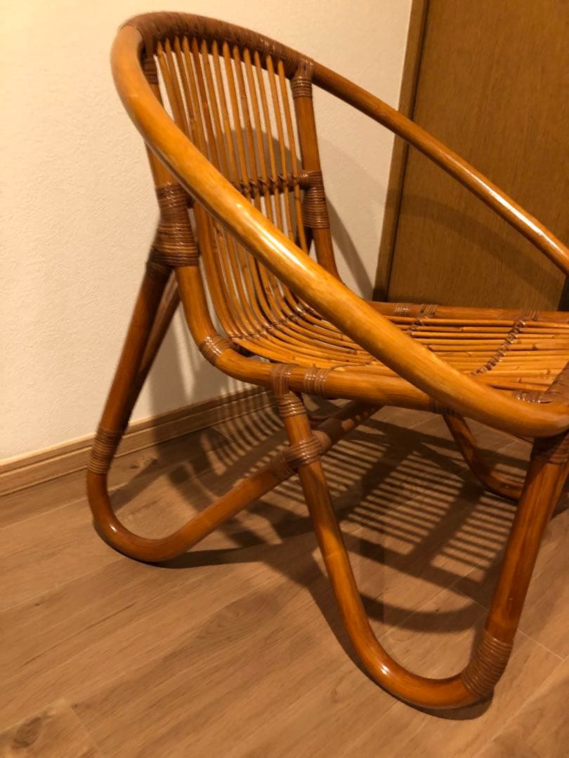 ラタン アーチ型椅子 ブラウン