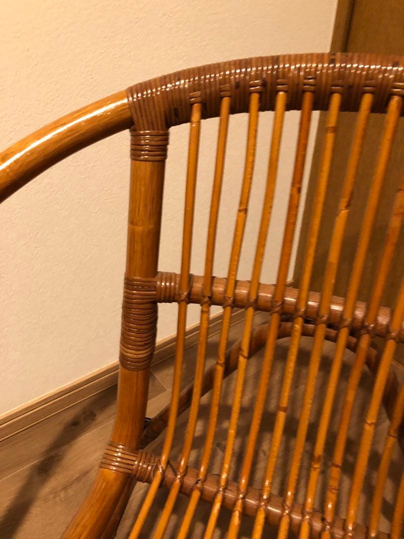 ラタン アーチ型椅子 ブラウン