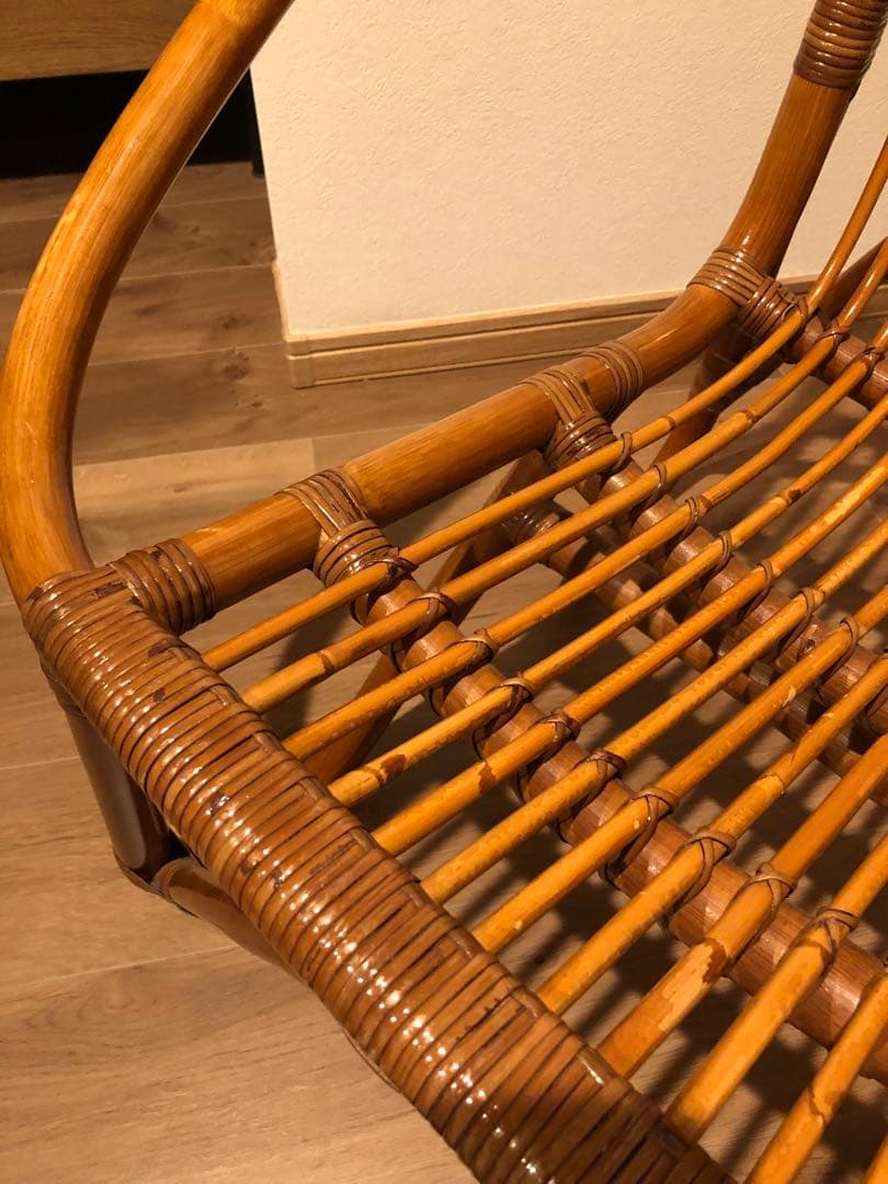 ラタン アーチ型椅子 ブラウン