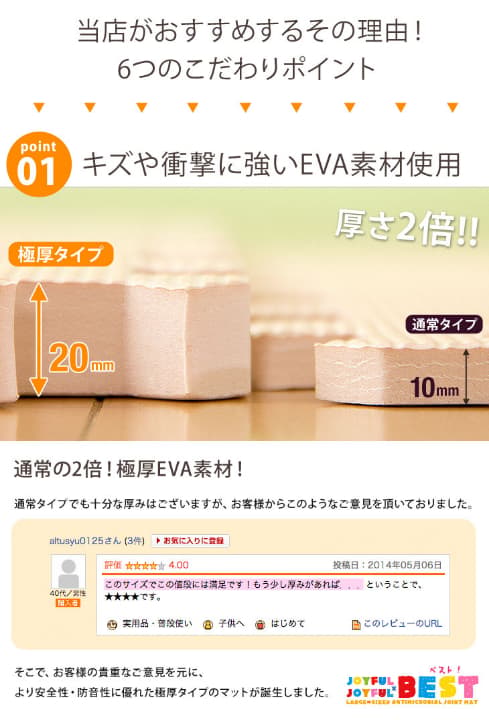 ★極厚20mm 【送料無料】 大判 ジョイントマット