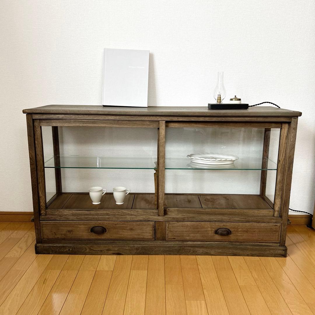 ガラス棚　（古家具・ビンテージ家具）