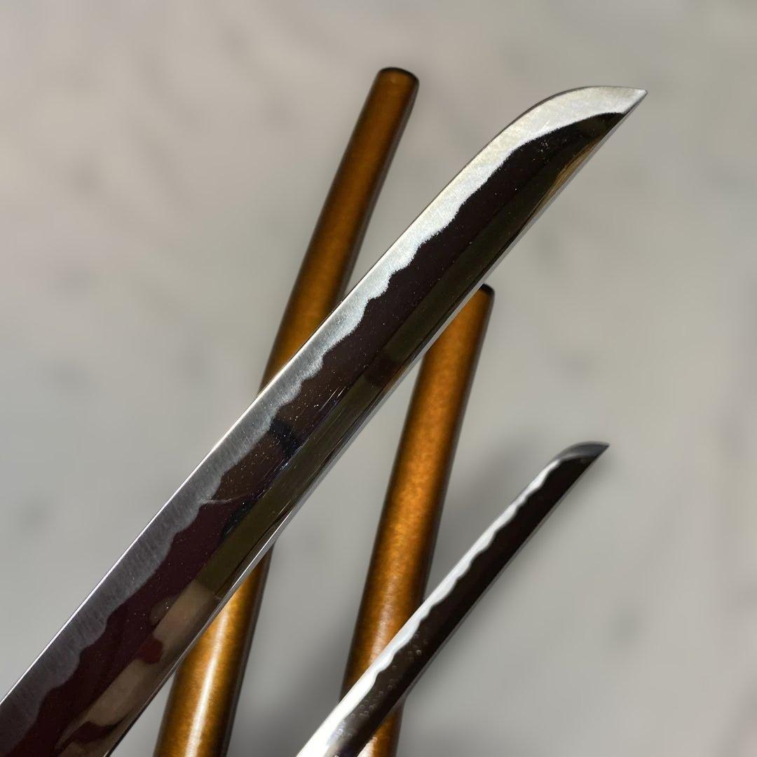 模造刀大小2本セット 金茶柄 雲龍楕円鍔 梨地呂鞘