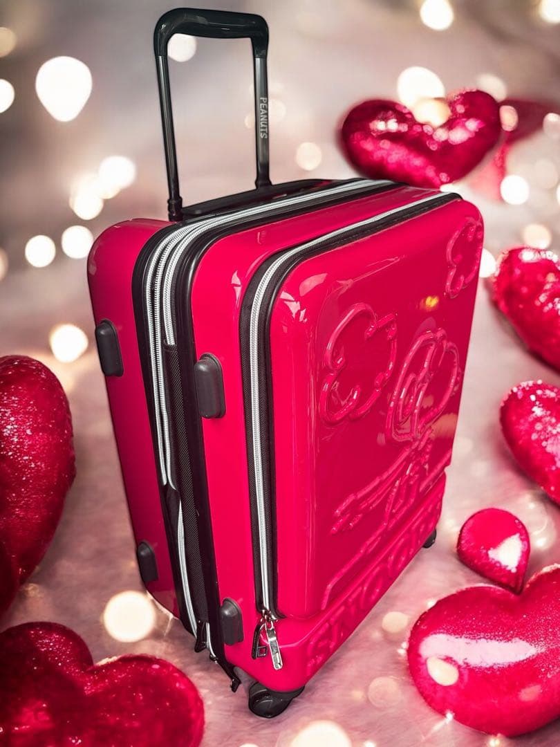 スヌーピー　キャリーケース　スーツケース　前面ポケット　Ｗファスナ　３６０度回転