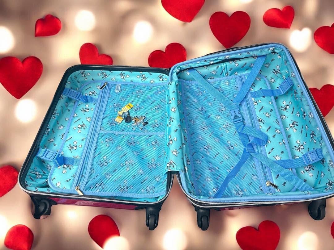 スヌーピー　キャリーケース　スーツケース　前面ポケット　Ｗファスナ　３６０度回転