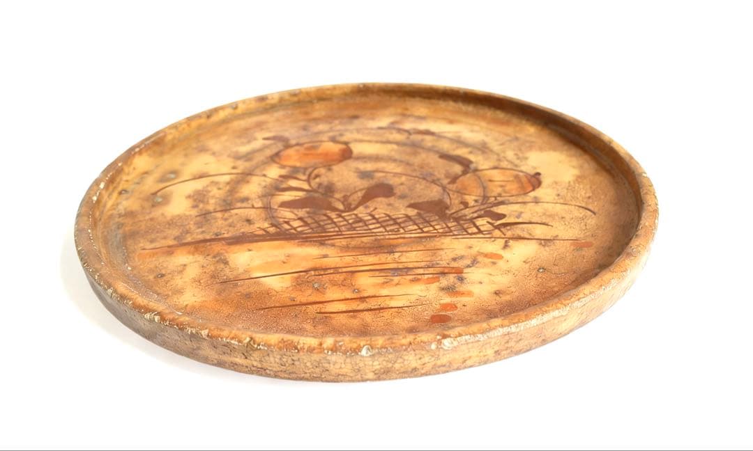 行灯皿　瀬戸焼　古瀬戸　鉄絵　時代物　飾り皿　民家蔵出し