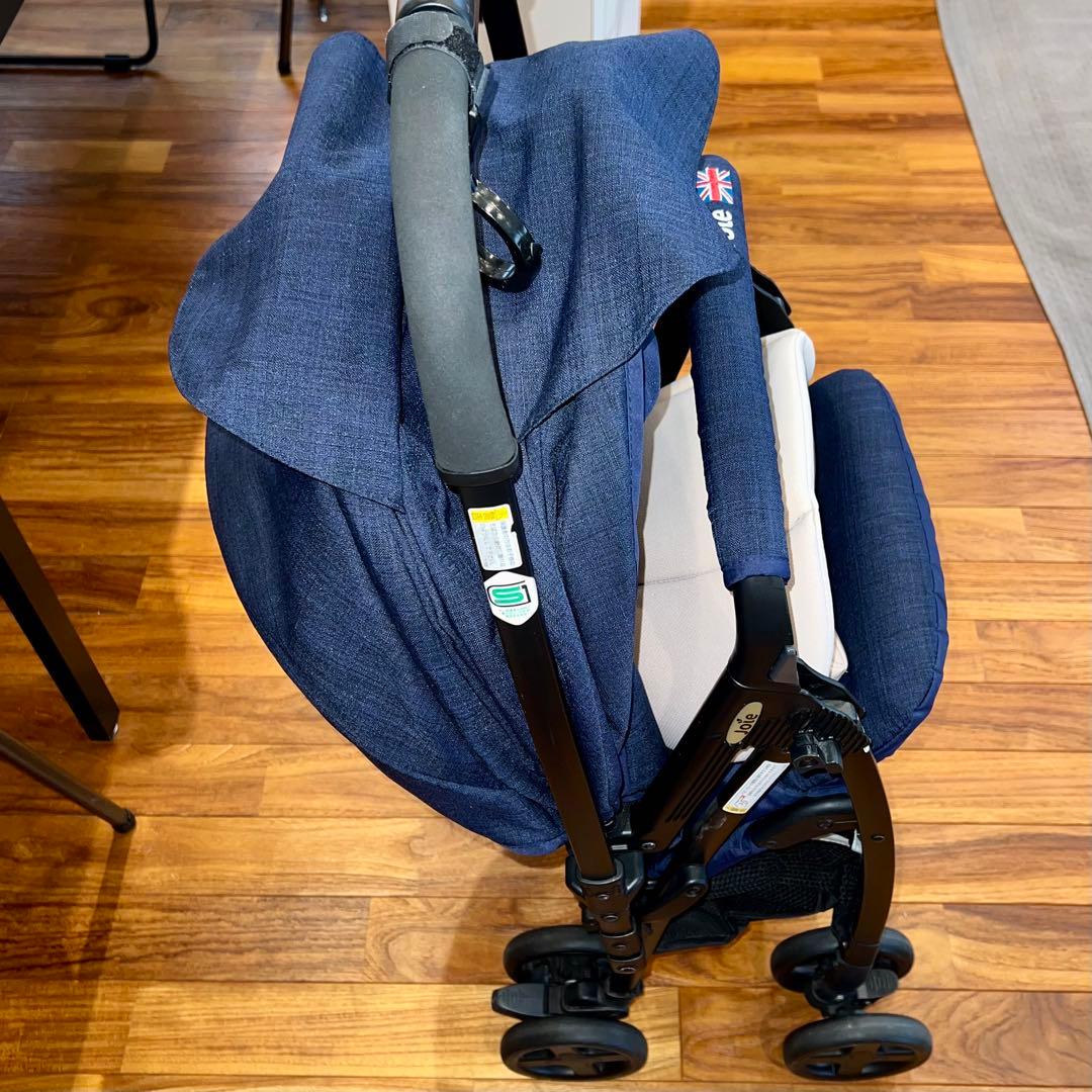 美品 Joie ベビーカー スマバギ エクリプス ネイビー フットマフ フック付