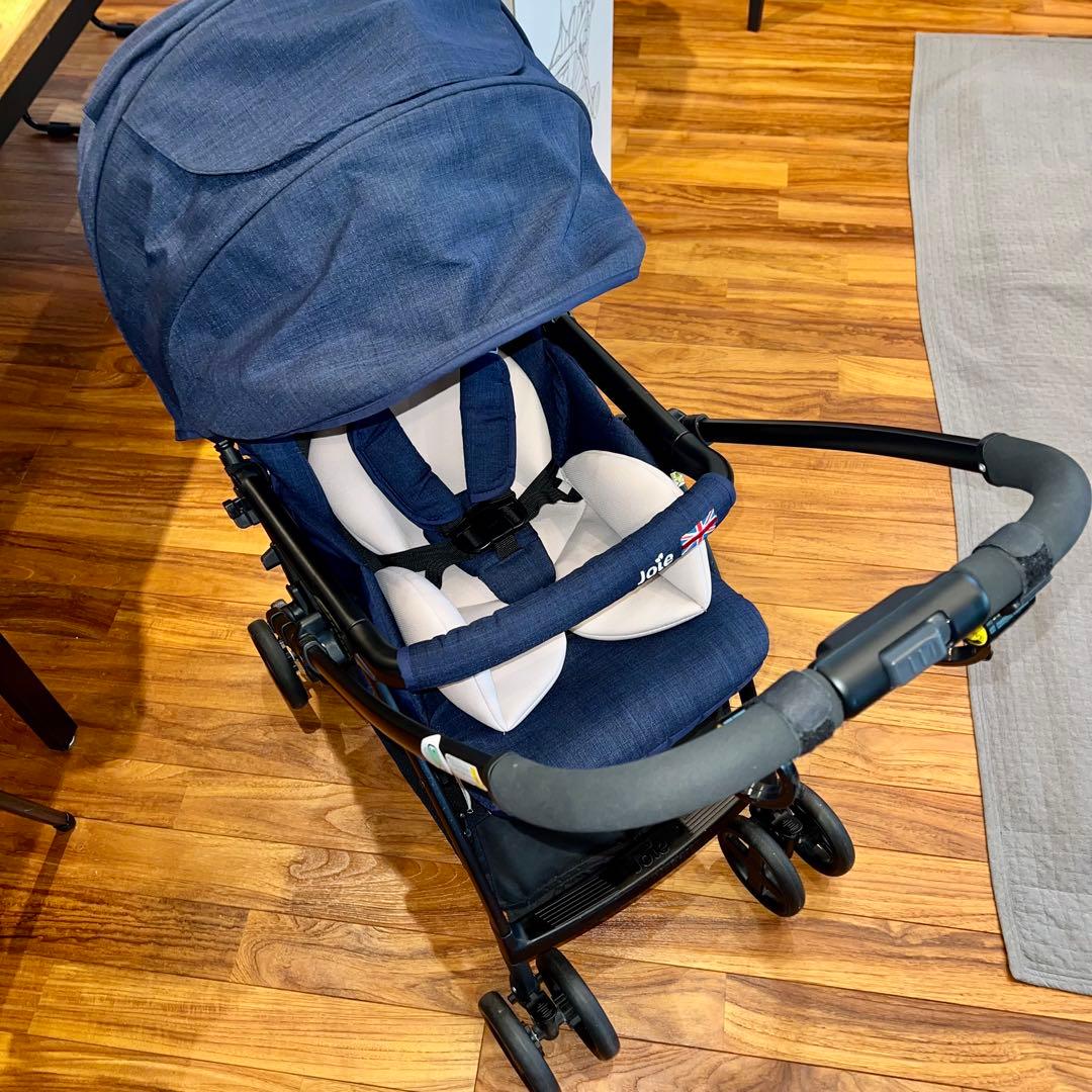 美品 Joie ベビーカー スマバギ エクリプス ネイビー フットマフ フック付