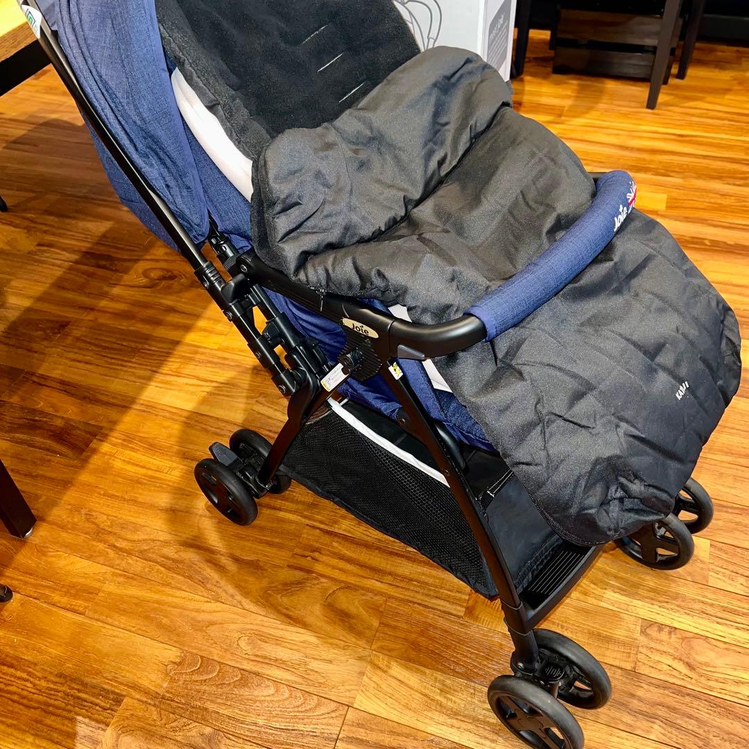美品 Joie ベビーカー スマバギ エクリプス ネイビー フットマフ フック付
