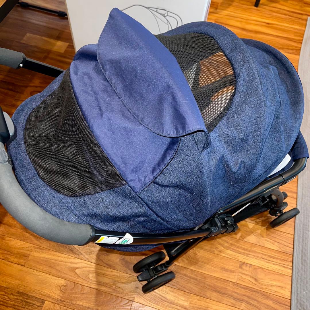 美品 Joie ベビーカー スマバギ エクリプス ネイビー フットマフ フック付
