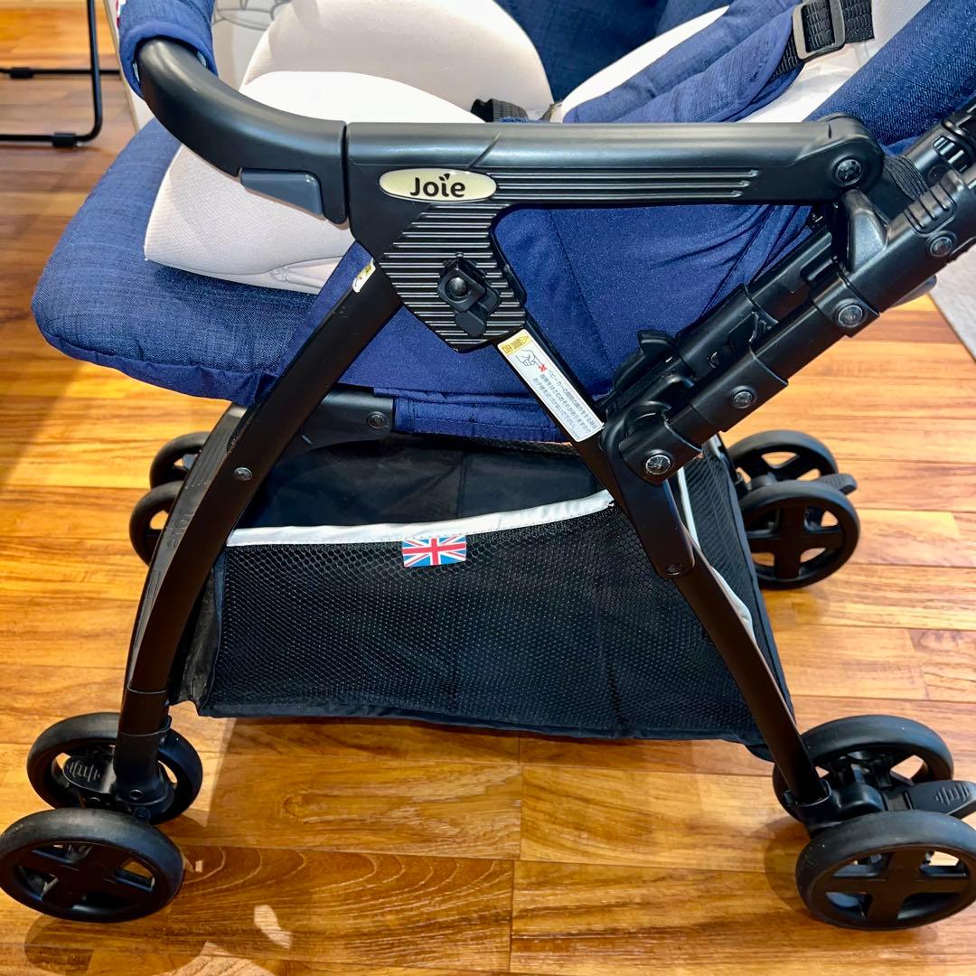 美品 Joie ベビーカー スマバギ エクリプス ネイビー フットマフ フック付