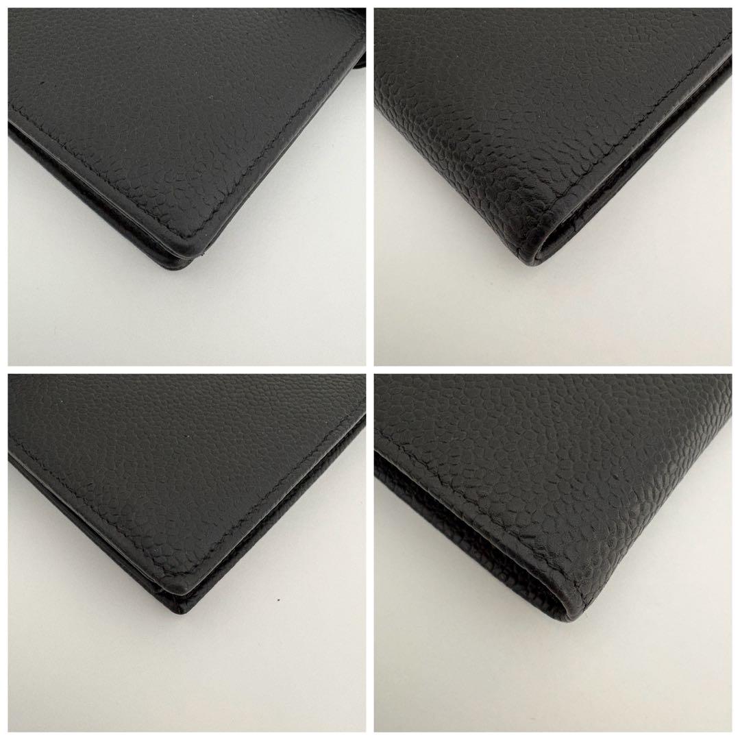 美品　シャネル　キャビアスキン　デカココ　がま口　二つ折り　長財布