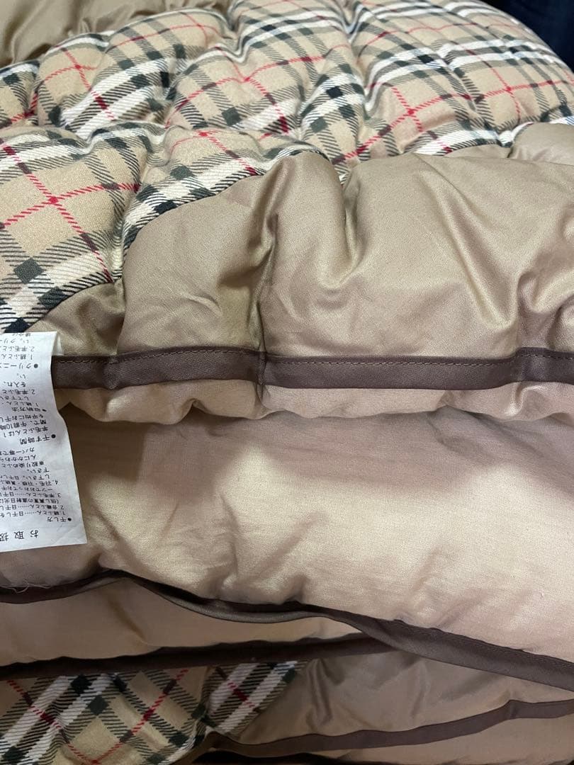 羊毛ふとん チェック柄 ベージュ シングル［美品］［即購入OK］［送料無料］