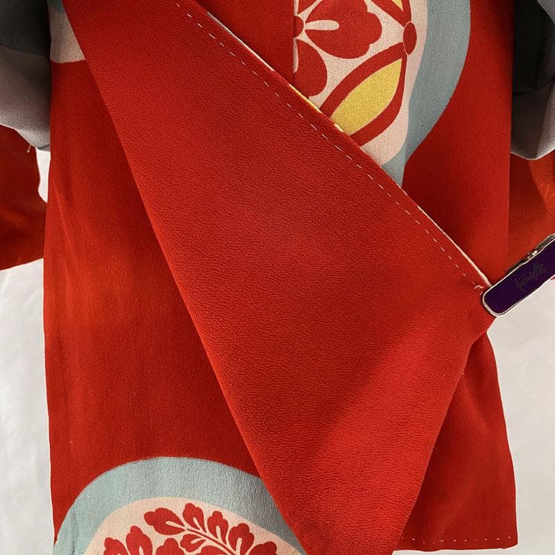 507ag31◎七五三 三歳 女の子 アンティーク着物&被布&半襦袢 丸文◎