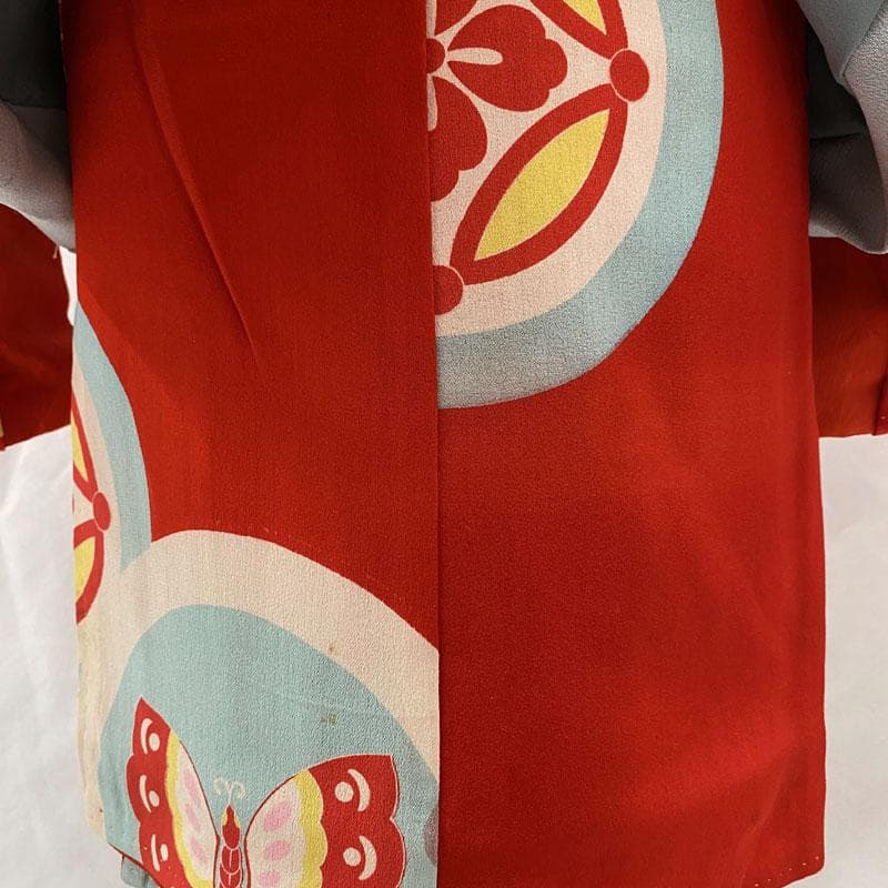 507ag31◎七五三 三歳 女の子 アンティーク着物&被布&半襦袢 丸文◎