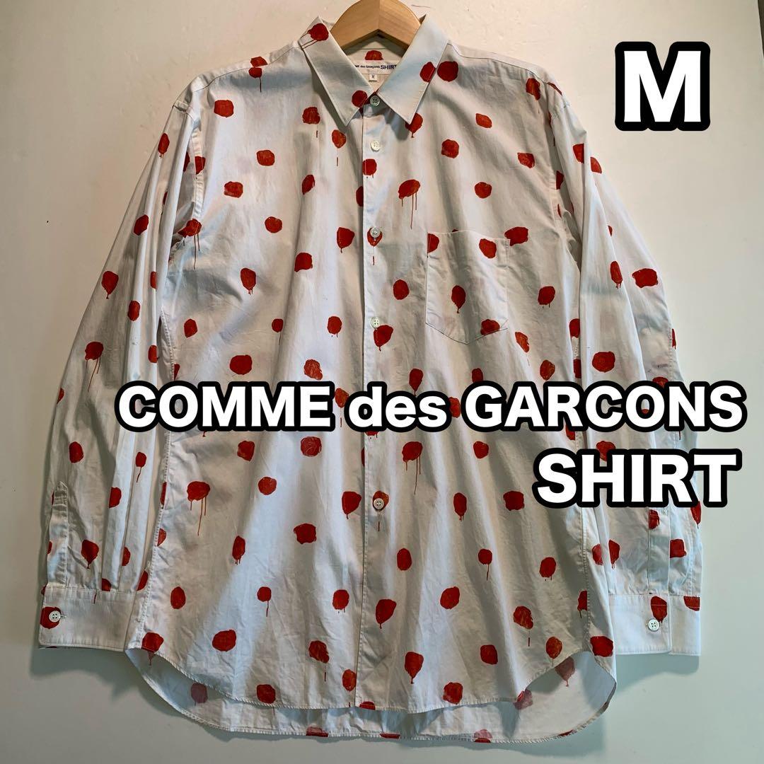 COMME des GARCONS 赤いドット柄 ドレスシャツ 長袖シャツ M