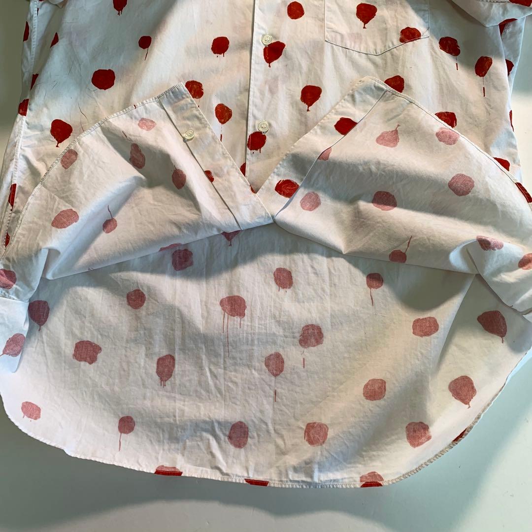 COMME des GARCONS 赤いドット柄 ドレスシャツ 長袖シャツ M