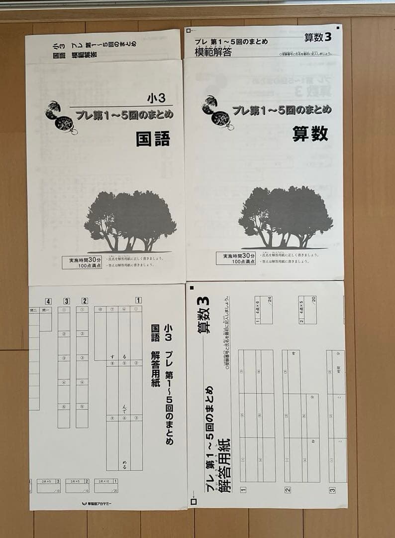 早稲田アカデミー　小3　国算理社　コンパスと錬成問題集 マンスリーテスト　1年分