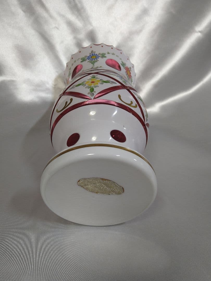 チェコ ボヘミアガラス 花瓶 花入 オーバーレイクリスタル ビンテージ