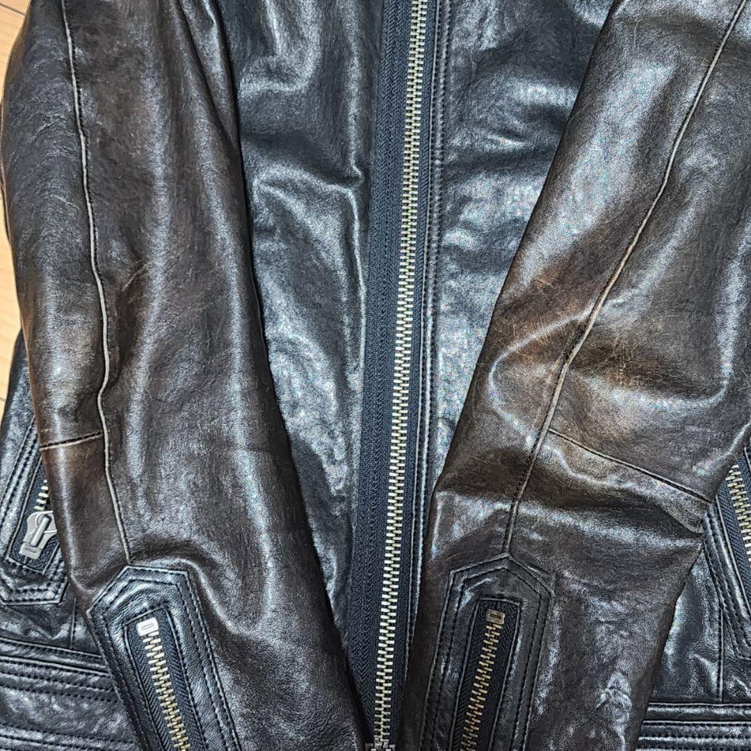 バーバリーブラックレーベル レザー ライダースジャケット スタンドカラー ファー